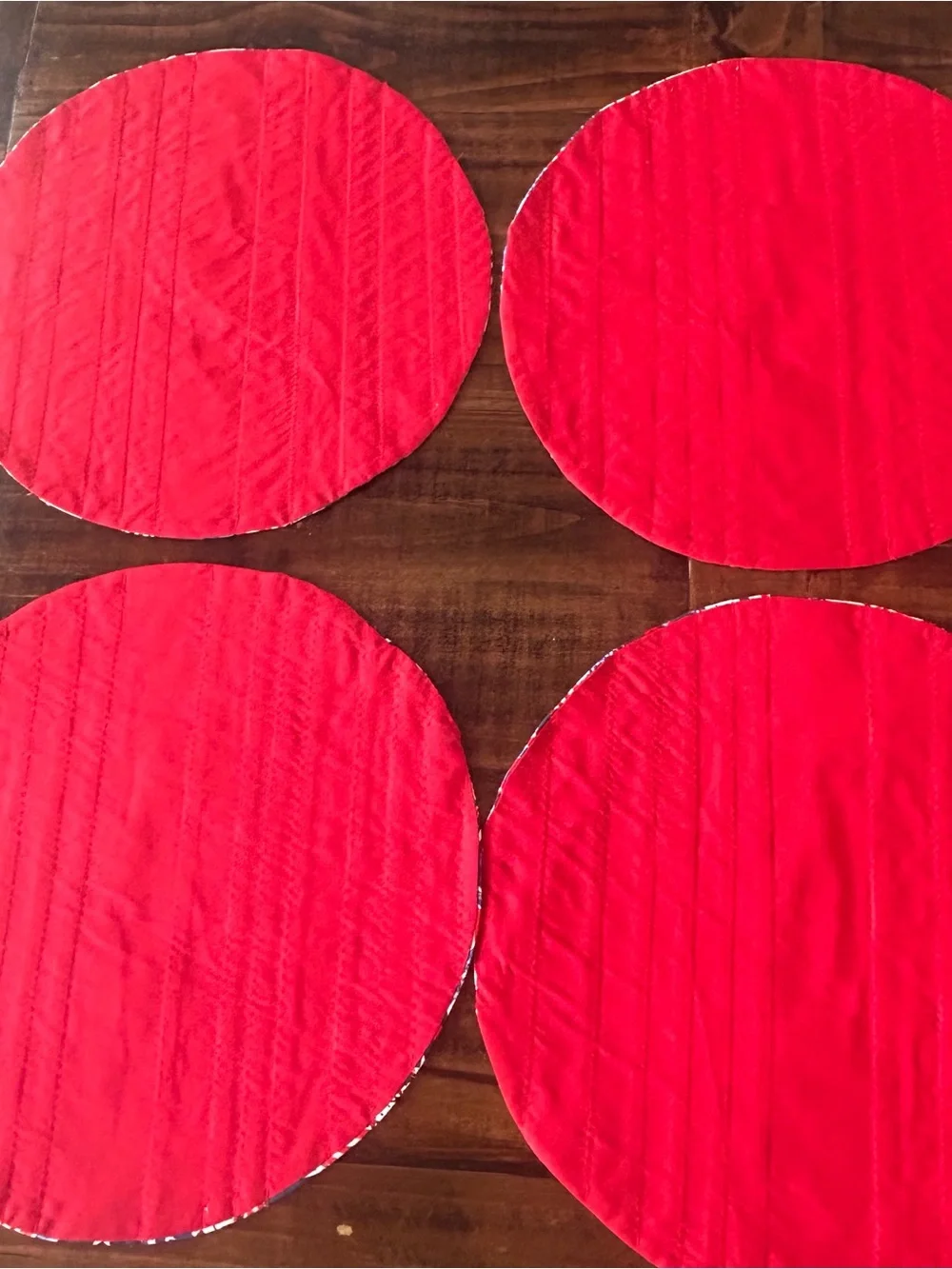 TABLE PLACEMATS  15” Round (SET OF 4) HANDMADE Patriotic Stars & Flags